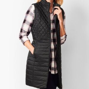 Talbots Primaloft Women's Quilted Large Puffer Vest Full Zip Lined Nylon Black